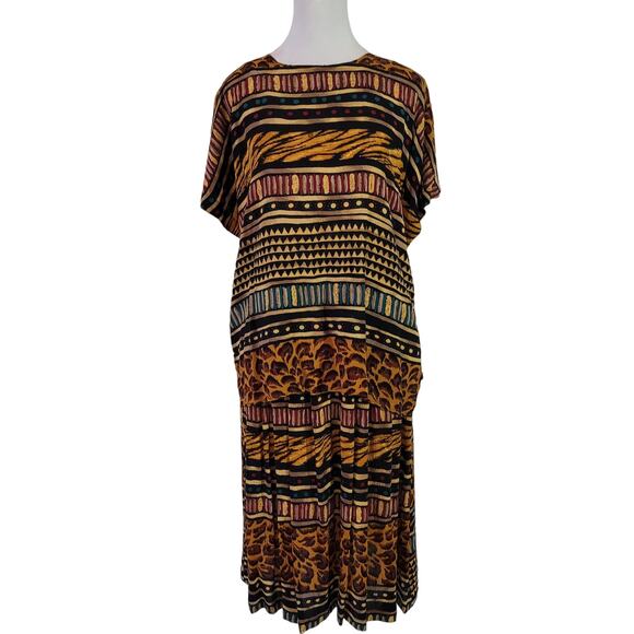 Options by Worthington Size SVintage Mix Print 2 Piece Set Animal Print Stripes
